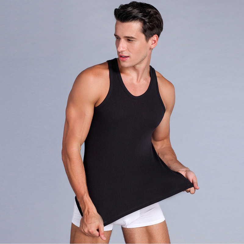 Men's vest pure cotton sweatshirt lingerie sports elastic inside lap clothing home youth slim fit men's all-cotton vest