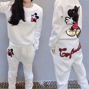 Mùa thu / mùa đông thể thao giản dị bộ phụ nữ Hàn Quốc phiên bản của các sinh viên quần áo cộng với an ninh nhung dày mới ăn mặc mỏng kích thước lớn đặt hai mảnh