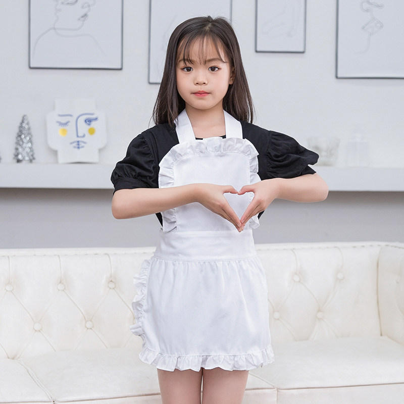 Children's lace cute cotton apron sweet princess tie bib girls home eating blouse can be customized