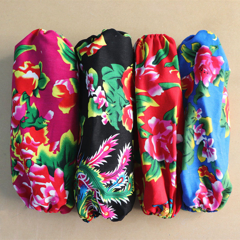 Full cotton ethnic wind Long sleeves Northeastern large Flower Adult protective elbows sleeves Winter Gats Domestic cleaning Anti-fouling sleeves-Taobao