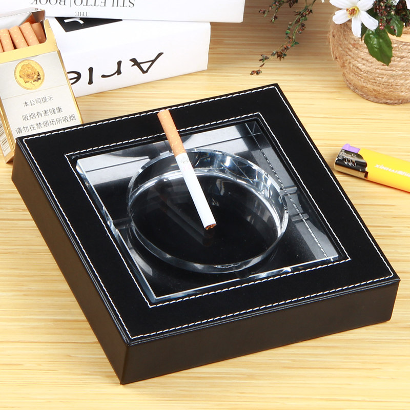 European cigarette ashtray large creative creative desktop ornaments personality Crystal glass cigarette cylinder fashion business gift