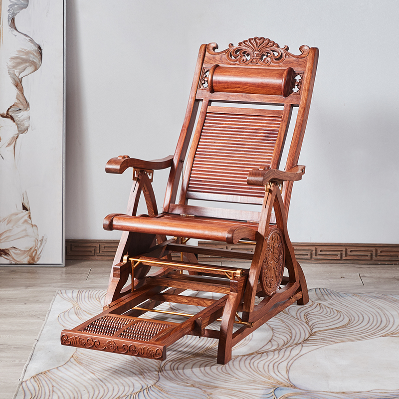 Red Wood Furniture Innate Hedgehog Purple Sandalwood Modern New Chinese Rocking Reclining Chair Balcony Leisure Chair Lunchchair Seniors Chair