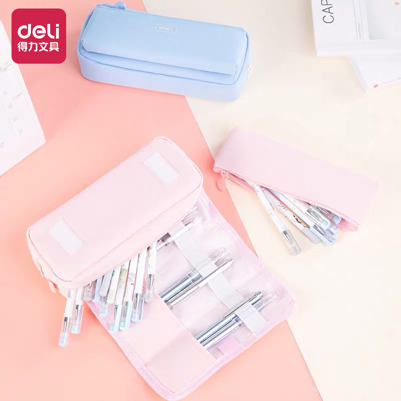 Able 66846 multifunction pen bag large capacity canvas pencil bag small fresh color built-in pen plug large capacity primary-secondary bag pencil bag