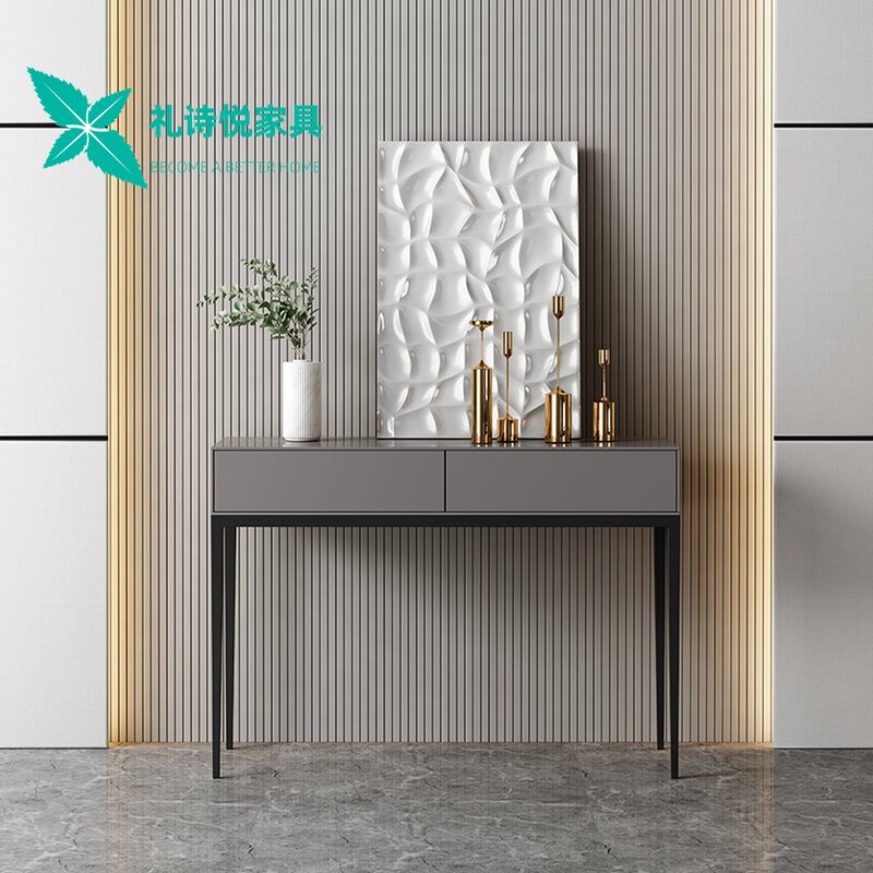 Nordic light luxury entrance cabinet Minimalist bedroom dressing table Italian simple office desk High-legged decorative cabinet Thin ultra-narrow edge