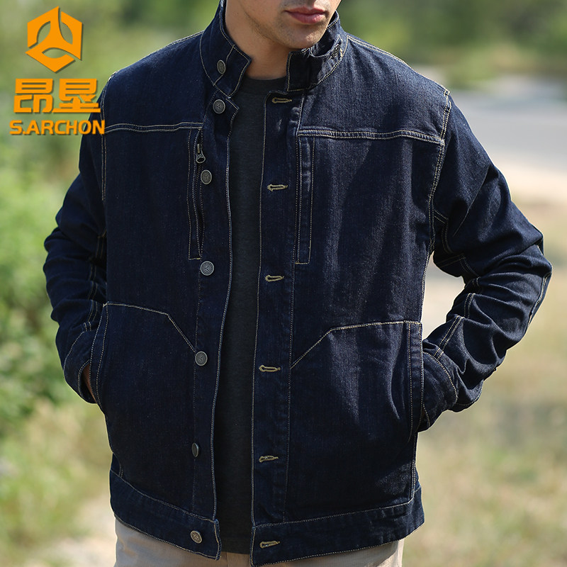 Spring Autumn New Commuter Eagle Tevo Instructors Tactical Denim Vest Men Windproof Multi-Pocket Mountaineering Jacket Jacket Tide