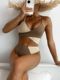 2023 European and American New Style Color-Blocked Cross-Strap High-Waisted Bikini Sexy Swimsuit Color-Blocked Swimwear Bikini
