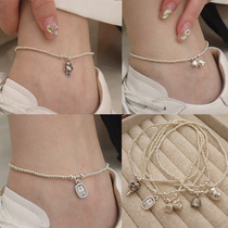 New Chinese style sterling silver anklet s925 silver round beads peace of the valley orchid pendant anklet jewelry