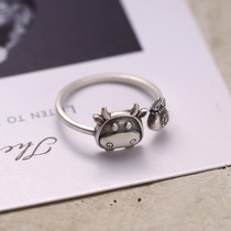 Purse calf ring 925 sterling Silver Zodiac Year of Life Year of the Ox Index finger ring open section cow turn to heaven