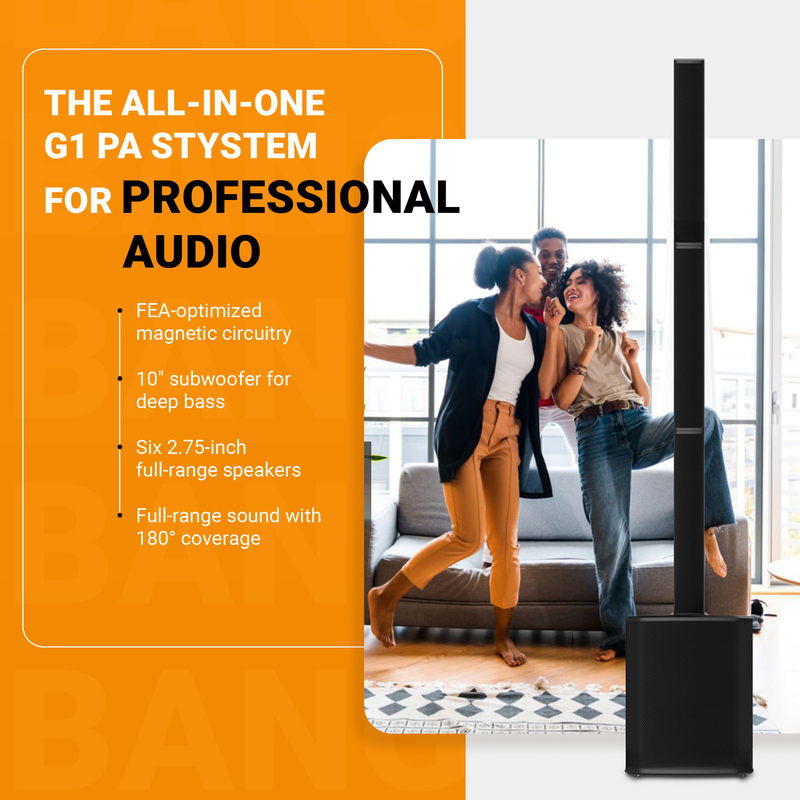 Portable Pa System, Wedding and Bar Stage System with Integrated Bluetooth and Built-In 6-Channel Mixer
