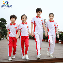 Summer school uniform elementary school short sleeve kit elementary school sports meeting opening ceremony clothing five star red flag group square