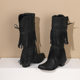 Independent Station Export European and American Style Large Size Female Knight Boots Tassel Boots Thick Heel High Boots Fashionable Western Cowboy Boots