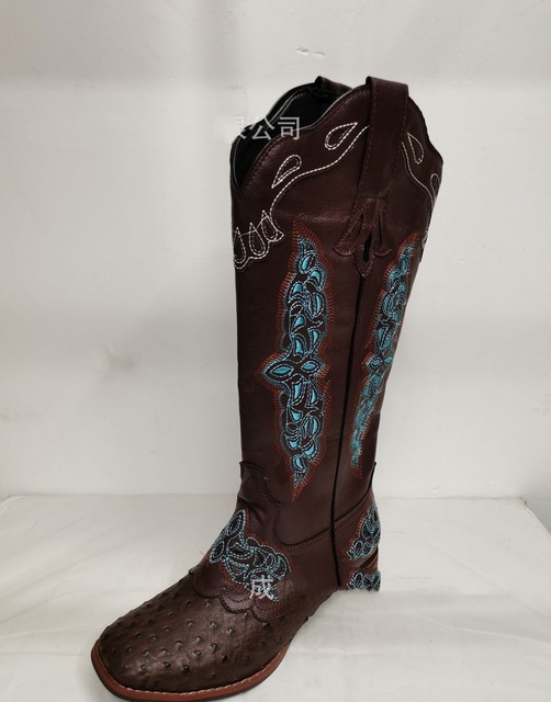 2024 Independent Online Store Foreign Trade European and American Style Plus-Size Women's High Boots Tibetan Knight Boots Embroidered Retro Western Cowboy Boots