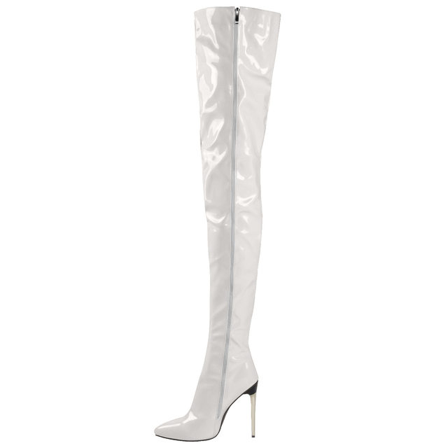 Independent Station Export Popular European and American Large Size 47 Sexy Side Zipper Patent Leather High-Heeled Over-The-Knee Boots Do Not Support Returns or Exchanges