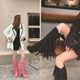 Independent Foreign Trade European and American Style Large Size High-Heeled Tassel Boots Women's Riding Boots Round Toe Performance Catwalk Fashion Boots