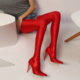 Cross-Border Foreign Trade European and American Style Plus-Size New Glossy Silky Tight-Fitting Jumpsuit Boots with High Stiletto Heels for Women's Performances