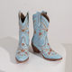 Western Cowboy Boots Embroidered Retro Square Toe High Boots Thick Heel High Heel Mid-Calf Boots Bohemian Knight Boots Long Boots