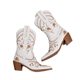Western Cowboy Boots Embroidered Retro Square Toe High Boots Thick Heel High Heel Mid-Calf Boots Bohemian Knight Boots Long Boots