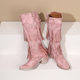 Independent Station Export European and American Style Large Size Female Knight Boots Tassel Boots Thick Heel High Boots Fashionable Western Cowboy Boots