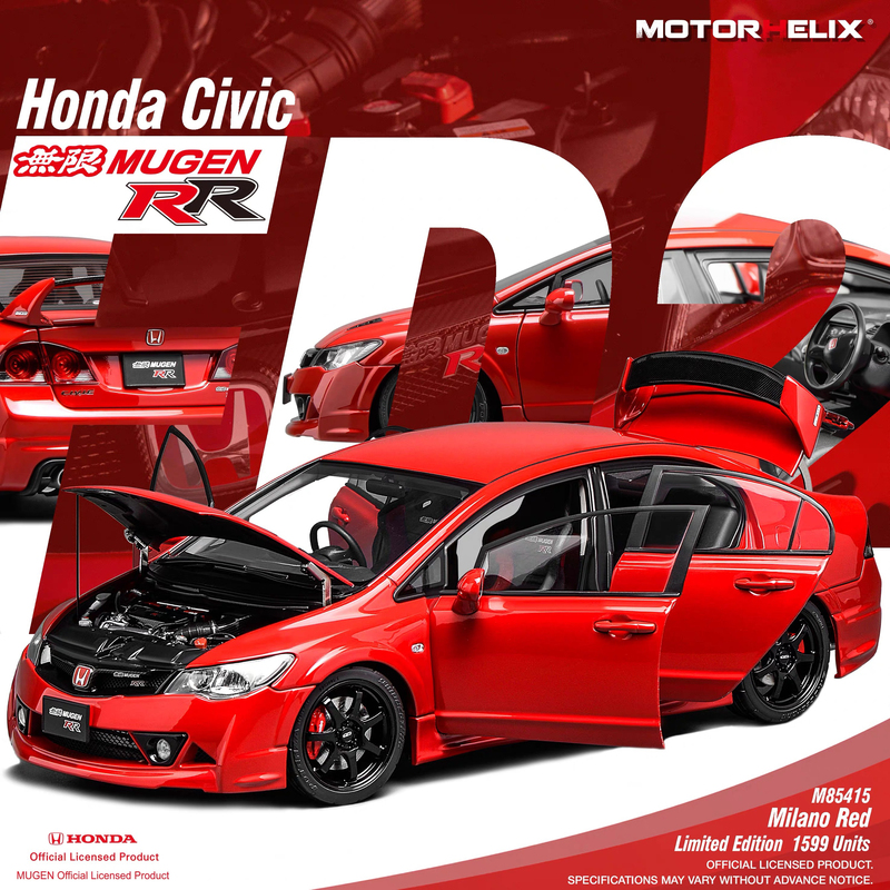 Mh 1:18 Honda Civic Type R Fd2 Mugen Rr Milan Red Alloy Car Model