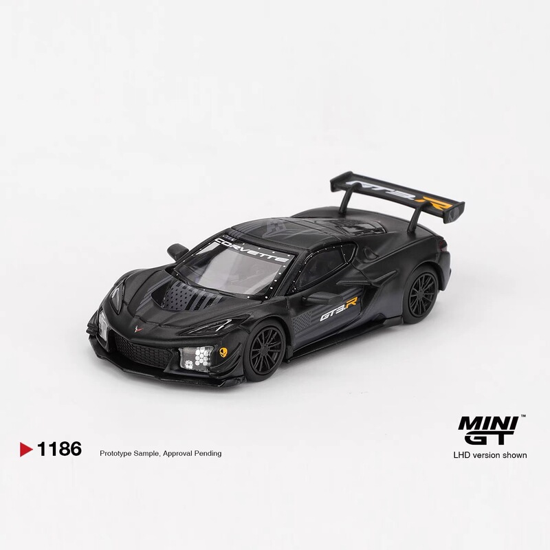 Minigt # 1186 1:64 Chevrolet Corvette C8 Gt3R Black Alloy Car Model
