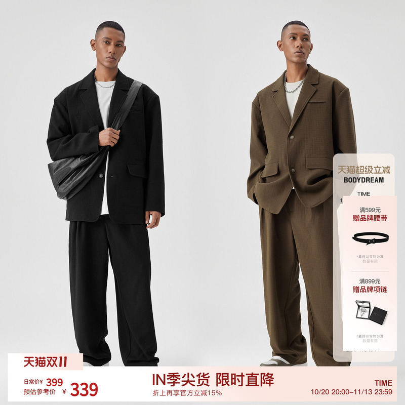 Bodydream Casual Blazer Men's Daily Commute Oversize Cool Suit Silhouette Retro Jacket