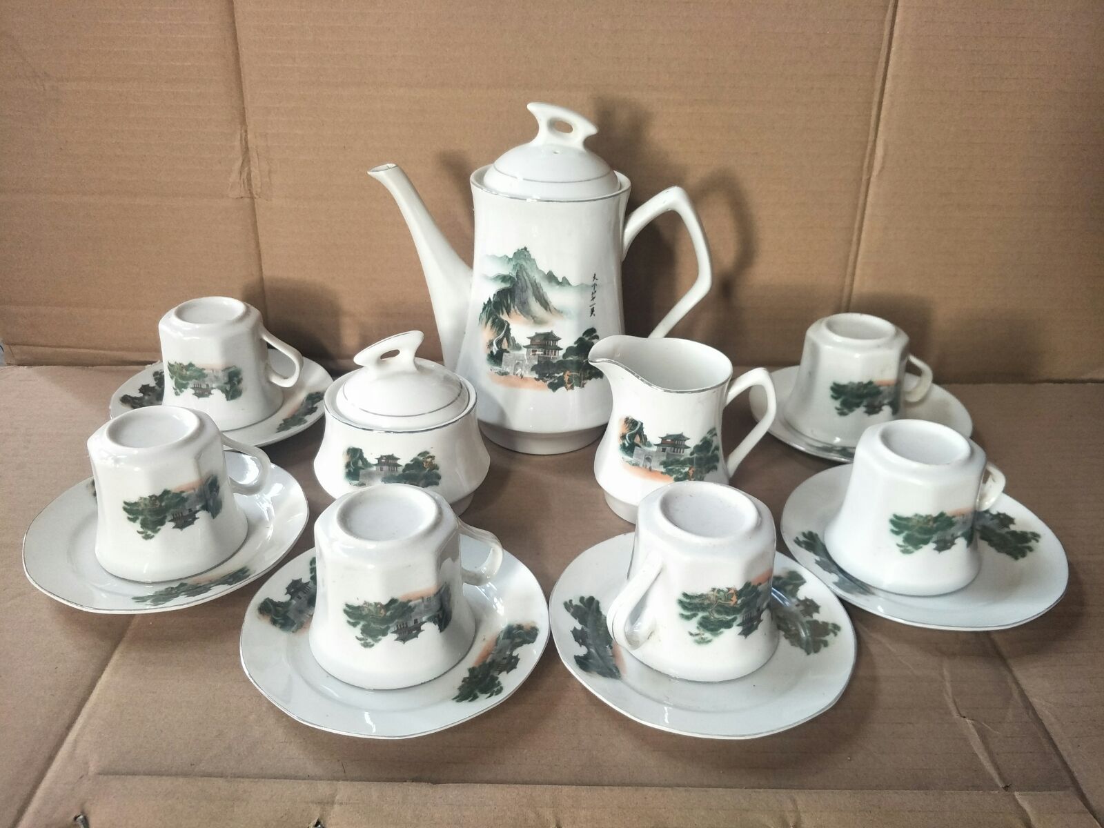 Nostalgia old stock of 80s porcelain 15 teapots teapots tea bowl set of tea sets in the world's first place
