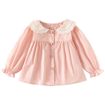 Girls shirts spring and autumn 2024 new fashionable baby princess doll shirts childrens autumn tops childrens shirts