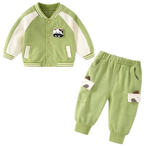 Boys suit spring clothes 2024 new handsome children baseball coat baby pants spring and autumn baby two sets