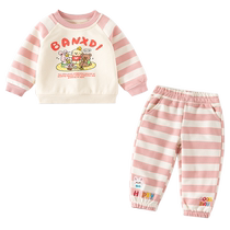 Girls suit autumn clothing 2024 new style baby sweatshirt childrens pants spring and autumn childrens clothing two-piece set