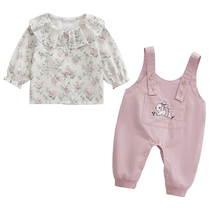 Girls Suit Autumn Clothes 2024 New Fashionable Baby Shirt Childrens Overalls Baby Autumn Childrens Two-piece Set