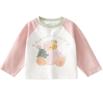 Girls long-sleeved T-shirt spring and autumn 2024 new style childrens bottoming shirt autumn clothing childrens clothing autumn baby tops