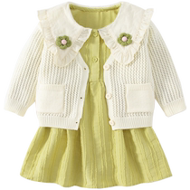 Girl Lian Dress Spring Dress 2024 New Ocean Qi Children Princess Nepotism Dress Cardio-style Baby Dress Spring Autumn