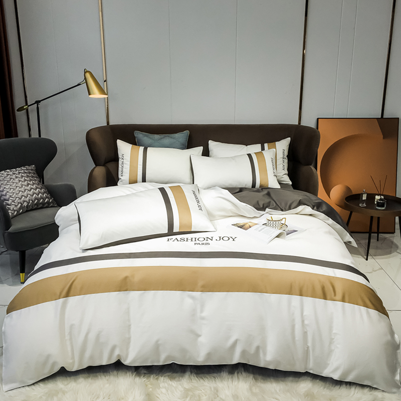 Light luxury style simple and modern American 60 long-staple cotton four-piece set of pure cotton cotton quilt cover bedding