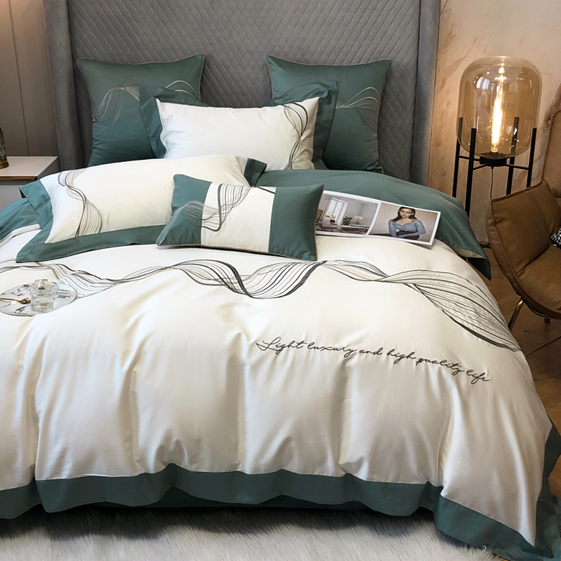 High end 100 pure cotton four pieces style light extravaganza minimalist modern Nordic ins spring autumn full cotton quilts bedding bedding