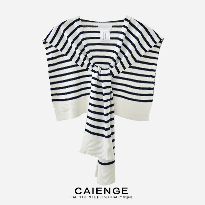 2026年新作 春秋ストライプ柄ショール オフィスや冷房の効いた部屋に最適 スカートと合わせやすいレディースアウター 薄手のサマーベスト