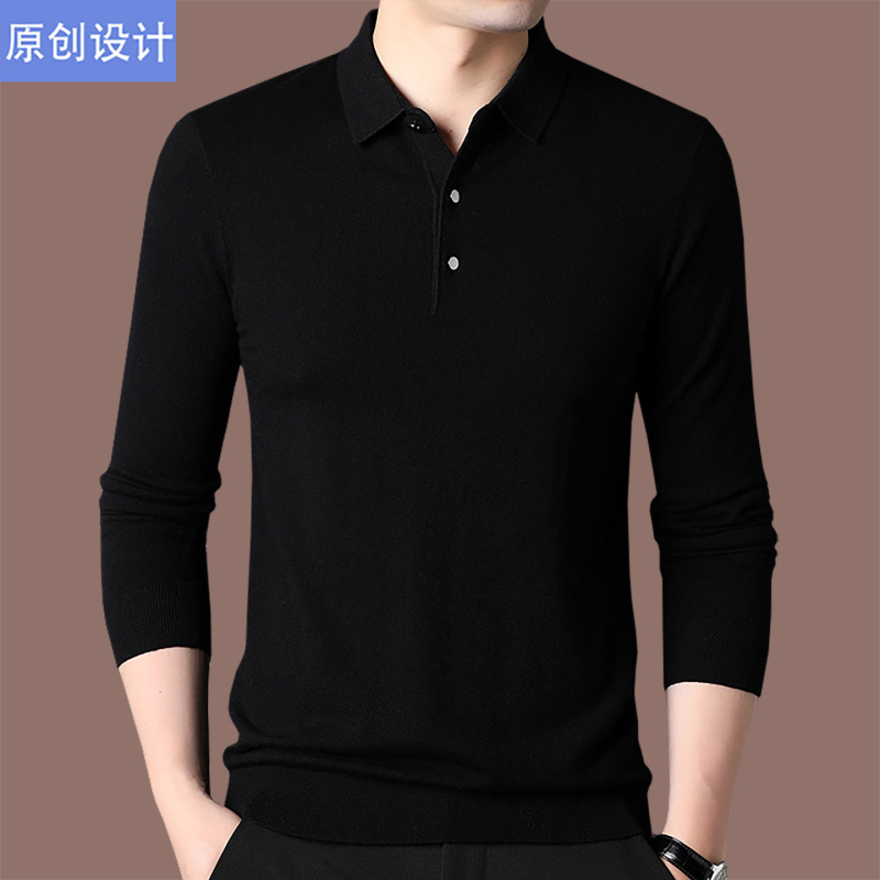 Italian Brand Lapel Cashmere Sweater Men's T-Shirt Thin Sweater Autumn and Winter Middle-Aged Wool Knitted Base Polo Shirt Italian Brand Lapel Cashmere Sweater Men's T-Shirt Thin Sweater Autumn and Winter Middle-Aged Wool Knitted Base Polo Shirt