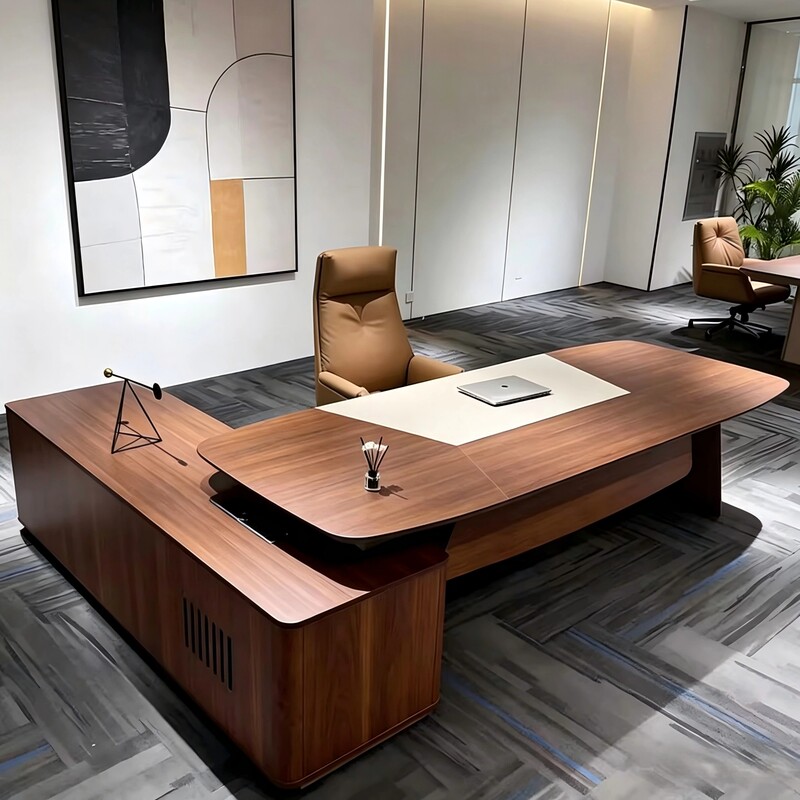 New Chinese-Style Executive Desk with Mortise and Tenon Structure, Rectangular Office Desk, North American Black Walnut Wood, Luxury Boss Desk New Chinese-Style Executive Desk with Mortise and Tenon Structure, Rectangular Office Desk, North American Black Walnut Wood, Luxury Boss Desk