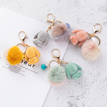 Dumb flocking rabbit car key chain autumn and winter hair ball key ring chain bag pendant female