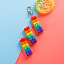 ins big hot rainbow building block colorful building block necklace pendant DIY handmade jewelry accessories