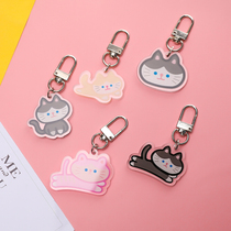 Korean ins with cute cure kitten cloud keychain bag pendant acrylic hanging accessories student gift