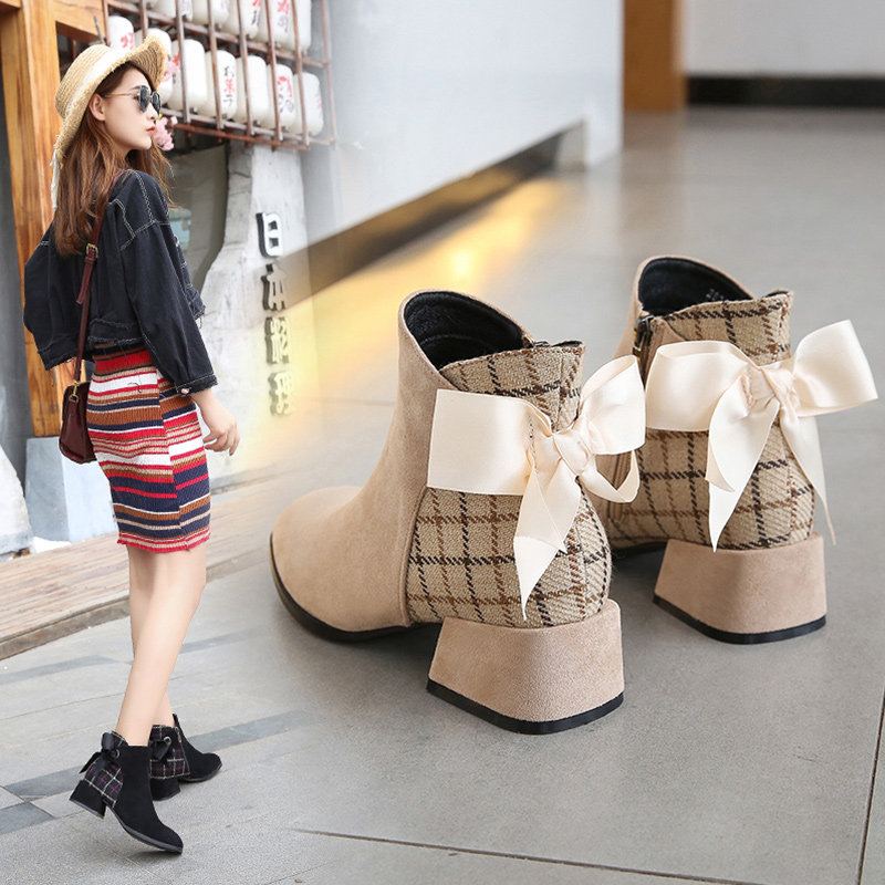 马丁靴女英伦风2019新款粗跟网红瘦瘦靴ins冬季高跟鞋中筒韩版潮