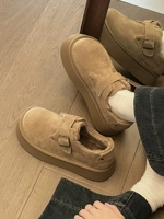 Зимние сапоги на толстой подошве, женские зимние туфли Birkenstock, новинка 2024 года с короткой трубкой и бархатными утолщенными теплыми противоскользящими туфлями из северо-восточного хлопка.