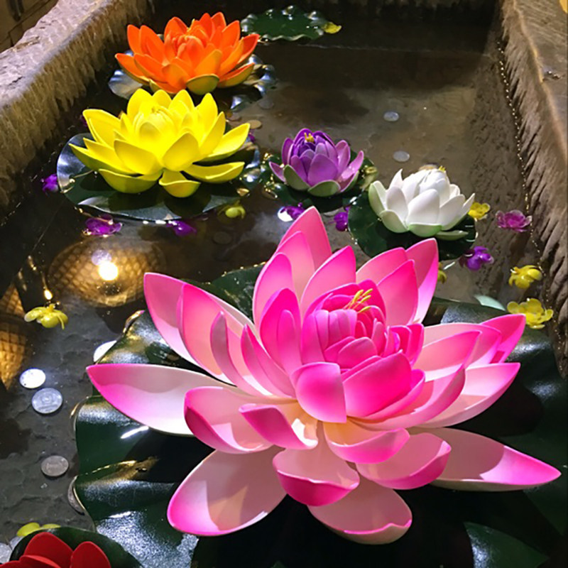 Simulation Lotus Lotus Leaf Pool Decorated with Fake Sleeping Lotus Fish Bottle Float Lotus Dance Prop Handflowers