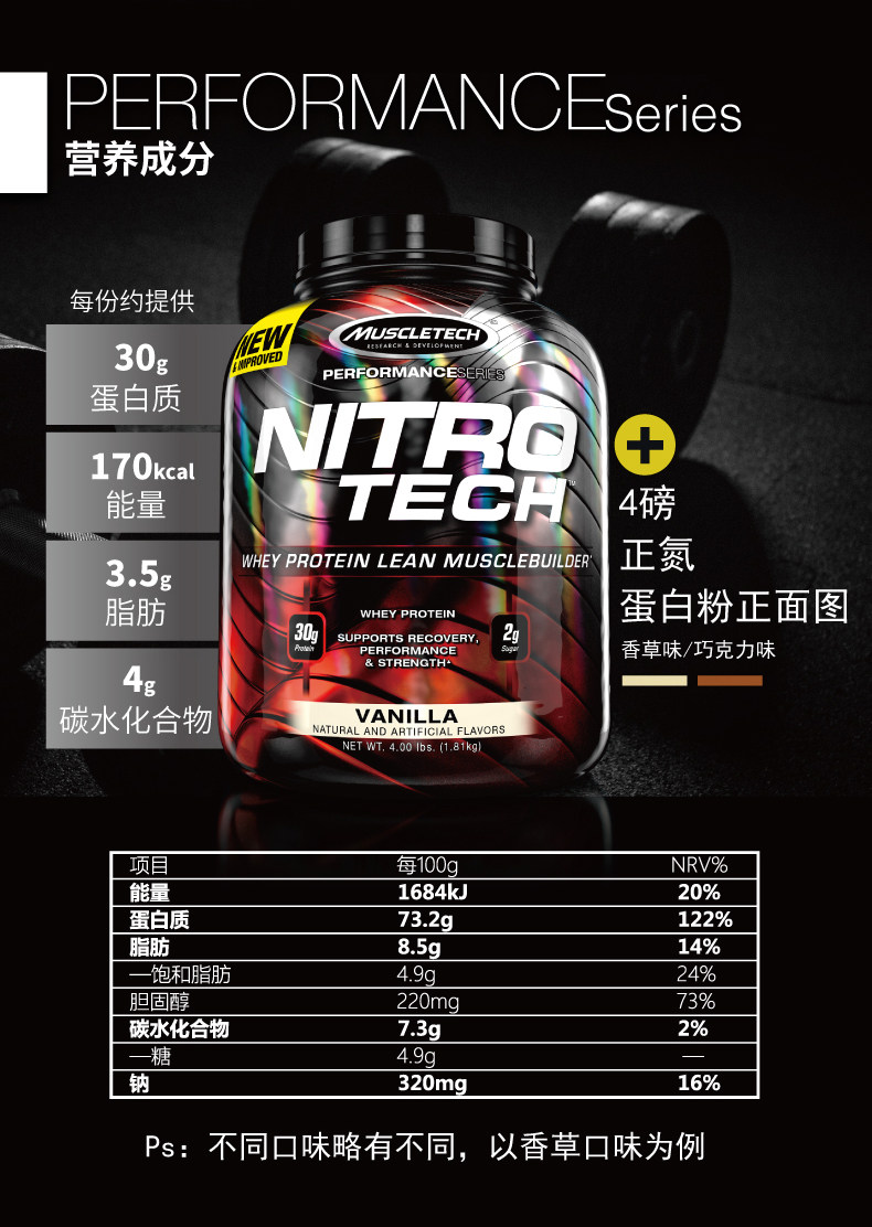 肌肉科技 美国原装进口 金装正氮乳清蛋白粉 增肌塑形 4磅 图6