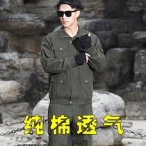 Camouflan suit mens pure cotton long sleeve workwear suit Spring and autumn season electrowelding workwear abrasion-proof and anti-scalding