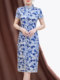 Summer New Style, Modernized Chinese Style, Blue and White Porcelain Print Cheongsam, Silk Dress, Petite Mulberry Silk Dress