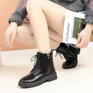 秋季新款英伦风厚底增高短靴子