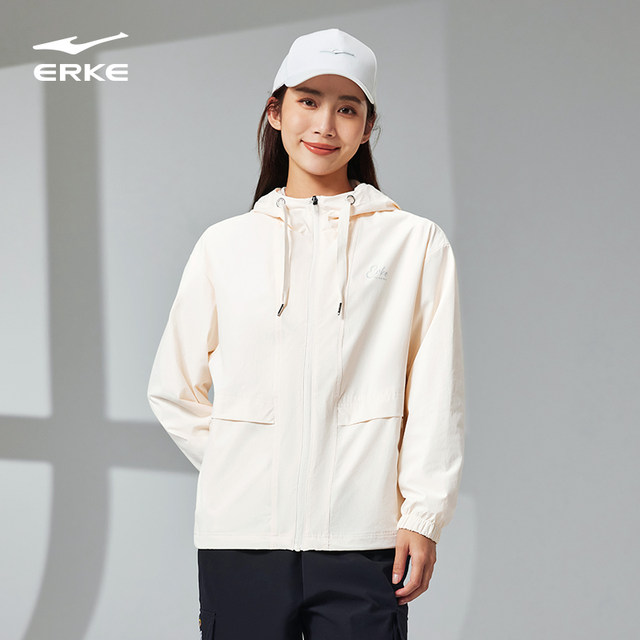 Hongxing Erke ກິລາ Windbreaker ແມ່ຍິງພາກຮຽນ spring ແລ່ນ Windproof Woven Jacket Casual Top Jacket ເຄື່ອງນຸ່ງຫົ່ມຂອງແມ່ຍິງ