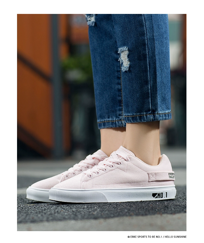 Giày dép nữ Hongxing Erke 2019 mùa hè mới thoáng khí giày vải sinh viên thoải mái giày giản dị nhỏ giày trượt ván trắng nữ - Plimsolls