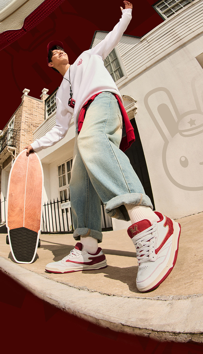 обувь на тонкой подошве ( для скейтборда ) 无双那兔联名鸿星尔克板鞋男款2025新款夏季红色休闲 𫔮厚底运动鞋子 The Erke